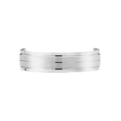 New Histoire d'Or Alliance Basile Ruban Plat Or Blanc