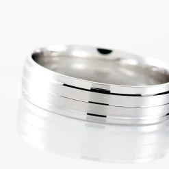 New Histoire d'Or Alliance Basile Ruban Plat Or Blanc