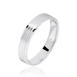 Histoire d'Or Alliance Basile Ruban Plat Or Blanc* Bijoux Personnalisés|Bagues