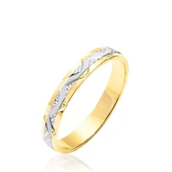 Discount Histoire d'Or Alliance Clotilde Ruban Plat or bicolore