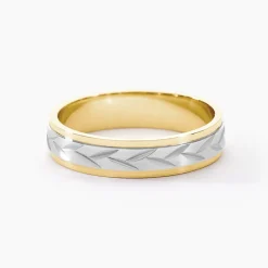 Histoire d'Or Alliance Effet Epi Mat Ruban Plat Or Bicolore* Bijoux Personnalisés|Bagues