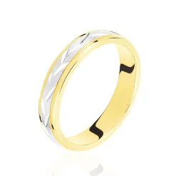 Outlet Histoire d'Or Alliance Effet Epi Mat Ruban Plat Or Bicolore