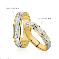 Outlet Histoire d'Or Alliance Effet Epi Mat Ruban Plat Or Bicolore