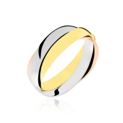 Hot Histoire d'Or Alliance Entrelacee Ruban Plat Or Tricolore