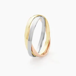 Histoire d'Or Alliance Entrelacee Ruban Plat Or Tricolore* Bijoux Personnalisés|Bagues