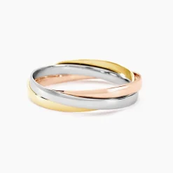 Histoire d'Or Alliance Entrelacee Ruban Plat Or Tricolore* Bijoux Personnalisés|Bagues