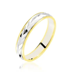 Histoire d'Or Alliance Epi Fantaisie Ruban Plat Or Bicolore* Bijoux Personnalisés|Bagues