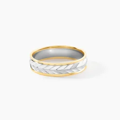 Clearance Histoire d'Or Alliance Epi Fantaisie Ruban Plat Or Bicolore