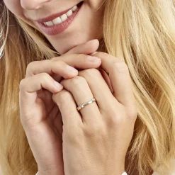 Discount Histoire d'Or Alliance Fantaisie Diamantee Ruban Plat or bicolore