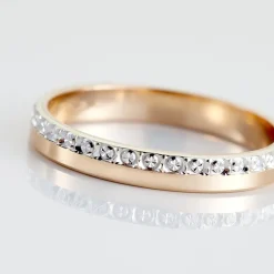 Clearance Histoire d'Or Alliance Fantaisie Diamantee Ruban Plat or bicolore