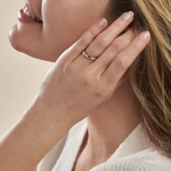 Clearance Histoire d'Or Alliance Fantaisie Diamantee Ruban Plat or bicolore