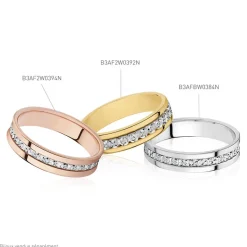 Histoire d'Or Alliance Fantaisie Diamantee Ruban Plat or bicolore