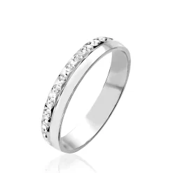 Outlet Histoire d'Or Alliance Fantaisie Diamantee Ruban Plat or blanc