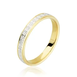 New Histoire d'Or Alliance Grain De Folie Diamantee Ruban Plat Or Bicolore