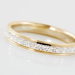 Histoire d'Or Alliance Grain De Folie Diamantee Ruban Plat Or Bicolore* Bijoux Personnalisés|Bagues