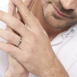 Best Histoire d'Or Alliance Hades Texture Ruban Plat Palladium Blanc