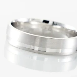 Histoire d'Or Alliance Julio Ruban Poli Brosse Or Blanc* Bijoux Personnalisés|Bagues