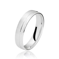 Histoire d'Or Alliance Julio Ruban Poli Brosse Or Blanc* Bijoux Personnalisés|Bagues