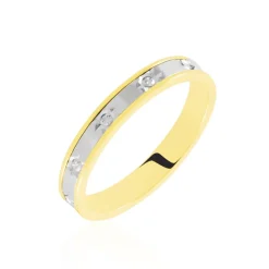 Histoire d'Or Alliance Madin Ruban Plat Or Bicolore