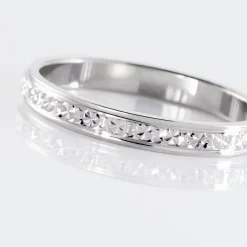 Histoire d'Or Alliance Marine Ruban Plat Or Blanc