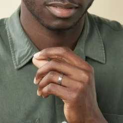 Histoire d'Or Alliance Mat Et Brillant Liseret Ruban Plat Palladium Blanc* Bijoux Personnalisés|Bagues