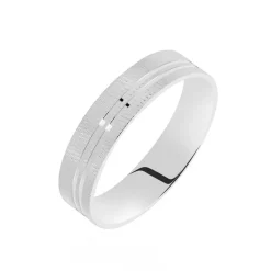 Histoire d'Or Alliance Nymphea Ruban Plat Argent Blanc* Bijoux Personnalisés|Bagues