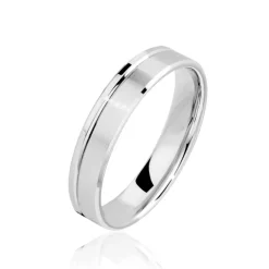 Histoire d'Or Alliance Polie Brossee Ruban Plat Or Blanc* Bijoux Personnalisés|Bagues