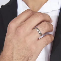 Histoire d'Or Alliance Ruban Mat Et Billant Biseautee Palladium Blanc* Bijoux Personnalisés|Bagues