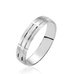 Histoire d'Or Alliance Sidaine Ruban Plat Or Blanc* Bijoux Personnalisés|Bagues