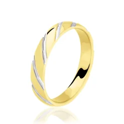 Histoire d'Or Alliance Strie Fantaisie Demi Jonc Classique Or Bicolore* Bijoux Personnalisés|Bagues