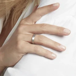 Hot Histoire d'Or Alliance Sudem Ruban Plat Argent Blanc