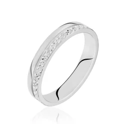 Discount Histoire d'Or Alliance Sylvaincine Ruban Plat Or Blanc