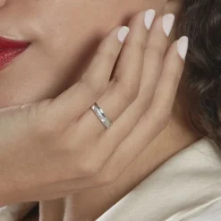 Discount Histoire d'Or Alliance Sylvaincine Ruban Plat Or Blanc