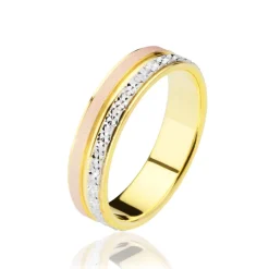 Histoire d'Or Alliance Triade Ruban Plat Or Tricolore* Bijoux Personnalisés|Bagues