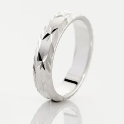 Clearance Histoire d'Or Alliance Twiggy Demi Jonc Classique Argent Blanc