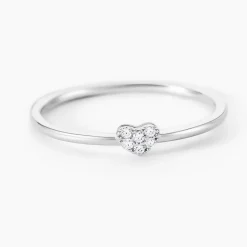 Histoire d'Or Bague Accumulation Coeur Argent Blanc Oxyde De Zirconium* Bagues|Bagues Fantaisie
