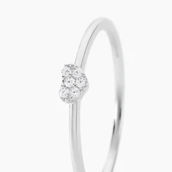 Histoire d'Or Bague Accumulation Coeur Argent Blanc Oxyde De Zirconium* Bagues|Bagues Fantaisie