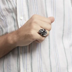 Histoire d'Or Bague Acier Blanc Et Noir Valentik* Bagues|Bagues Sans Pierre