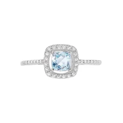 Histoire d'Or Bague Adrienna Or Blanc Topaze Oxyde De Zirconium or blanc topaze bleu sky