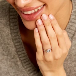 Histoire d'Or Bague Adrienna Or Blanc Topaze Oxyde De Zirconium or blanc topaze bleu sky