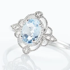 Histoire d'Or Bague Amance Or Blanc Topaze Et Oxyde De Zirconium* Bagues|Bagues Avec Pierre