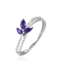 Histoire d'Or Bague Angie Or Blanc Amethyste Et Diamant* Bagues|Bagues Avec Pierre