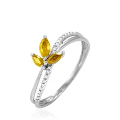 Histoire d'Or Bague Angie Or Blanc Citrine Et Diamant* Bagues|Bagues Avec Pierre