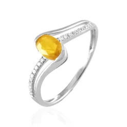 Hot Histoire d'Or Bague Anja Or Blanc Citrine Et Diamant