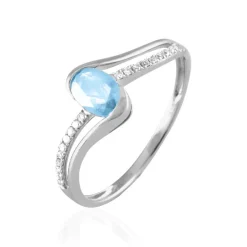 Histoire d'Or Bague Anja Or Blanc Topaze Et Diamant* Bagues|Bagues Avec Pierre