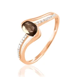 Discount Histoire d'Or Bague Anja Or Rose Quartz Et Diamant