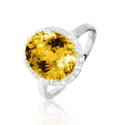 Online Histoire d'Or Bague Anna Or Blanc Citrine Et Diamant