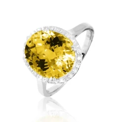 Hot Histoire d'Or Bague Anna Or Blanc Citrine Et Diamant