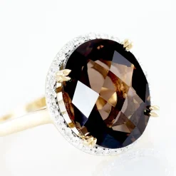 Discount Histoire d'Or Bague Anna Or Jaune Quartz Et Oxyde De Zirconium or jaune quartz marron
