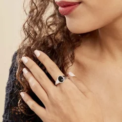 Clearance Histoire d'Or Bague Argent Blanc Lugus Email Et Oxyde De Zirconium